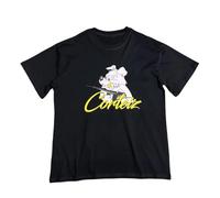 T-Shirt Oversize Nero da Uomo con Animali E Stampe di Fumetti Animati D'avanguardia, Stile Graffiti Giallo, Adatto per Il Collo Rotondo A Maniche Corte Casual per Gli Appassionati-color05||x_l
