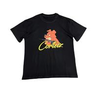 T-Shirt Oversize Nero da Uomo con Animali E Stampe di Fumetti Animati D'avanguardia, Stile Graffiti Giallo, Adatto per Il Collo Rotondo A Maniche Corte Casual per Gli Appassionati-color02||l