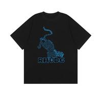 T-shirt Oversize Nero Da Uomo Con Barca A Vela Retro E Stampa Monaco, Adatta Per Il Collo Rotondo A Maniche Corte Casual E Il Top Estivo Sciolto Per Gli Appassionati Di Street Fashion-color02||s