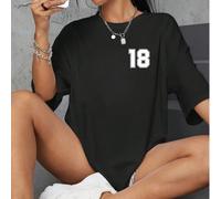 T-shirt oversize personalizzate da donna, con logo, nome/testo/numero fortunato personalizzato sul davanti e sul retro, per famiglia, amici, festa della mamma rosa, festival, gala urbani L,M,S,XL,XSTe