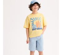 T-shirt oversize, scollo rotondo e maniche corte, stampata davanti e dietro Giallo 10 anni - 138 cm Fantasia