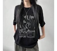 T-shirt oversize stile urban con stampa a mano e scritta, stile lifestyle, abbracciare il futuro, sì, divertente, abbracciare il futuro, abbigliamento casual estivo L,M,S,XLsloganCotone