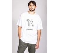 T-shirt Oversize UOMO ORIGAMI DOG AIREDALE TERRIER cane DSHIRT cotone bio