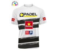 T-shirt Padel DryFIT stampa in sublimatico, Padel Revolution linea stripe Nero