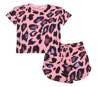 T-Shirt & Pantaloncini Leopardo Rosa Confetto Set Estate 2 Pezzi Età 5-13
