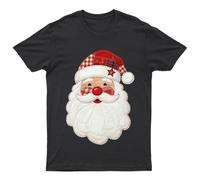 T-shirt patchwork trapuntata Babbo Natale unisex regalo retrò divertente...