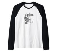 T-Shirt Pellicano su Un Post Art Maglia con Maniche Raglan