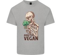 T-Shirt Per Bambini Addicted Vegan Skeleton Che Mangia Verdure
