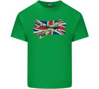 T-Shirt Per Bambini Con Supermarine Spitfire E UNION JACK