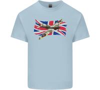 T-Shirt Per Bambini Con Supermarine Spitfire E UNION JACK