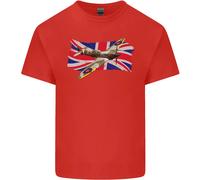 T-Shirt Per Bambini Con Supermarine Spitfire E UNION JACK