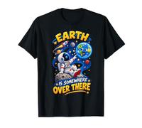 T-Shirt per Bambini e Ragazzi con Scritta Earth is Somewhere Over There Maglietta