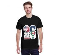 T Shirt per Coppa del Mondo 2026, Cotone Puro,Girocollo Stadio Maglia con Elementi della Coppa del Mondo Accessori Tifosi Calcio per L'Estate,Nero-S