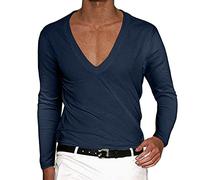 T-Shirt per Uomo con Scollo a V - vestibilità Slim in Tinta Unita - Taglia dalla M alla, lettere creative Streetwear Tops