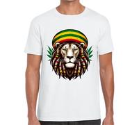 T-shirt per uomo Dreadlock Rasta Lion Jamaica maglietta giamaicana puro cotone