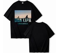 T-Shirt per Uomo E Donna Dua Lipa T-Shirt retrò O-Collo Camicia A Maniche Corte Cantante Hip Hop Regalo T-Shirt da Strada Oversize XS-3XL-Black||XS
