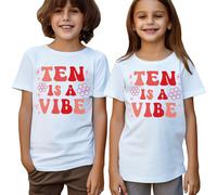 T-shirt personalizzabile Age Ten Is A Vibe per bambini perfetta 10°...