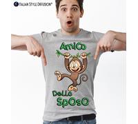 T-shirt Personalizzata Amico dello Sposo Scimmia con Ramo