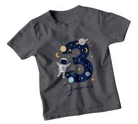 T-Shirt Personalizzata Astronaut Space 3° Terzo Compleanno Bambini James...