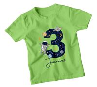 T-Shirt Personalizzata Astronaut Space 3° Terzo Compleanno Bambini James...