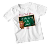 T-shirt personalizzata Bear On My Way To Big School per bambini nome...