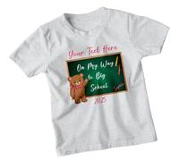 T-shirt personalizzata Bear On My Way To Big School per bambini nome...