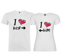T-shirt Personalizzata di Coppia Uomo I Love Her