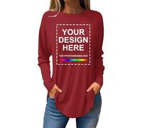T-Shirt Personalizzata Donna Stampa Fronte Retro T-Shirt Con Stampa Personalizzata Progetta La Tua Maglietta Personalizzati Su Richiesta Maglia Donna Il Proprio Design O Foto Tee Top Maniche Lunghe