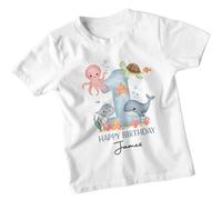 T-shirt personalizzata Happy Birthday James 1st Birthday Ocean Animals Boys