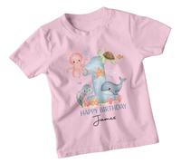 T-shirt personalizzata Happy Birthday James 1st Birthday Ocean Animals Boys