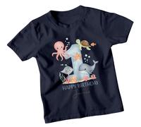 T-shirt personalizzata Happy Birthday James 1st Birthday Ocean Animals Boys
