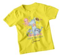T-shirt personalizzata Happy Birthday James 1st Birthday Ocean Animals Boys