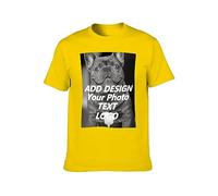 T-Shirt Personalizzata per Uomo/Donna T-Shirt Personalizzate in Cotone Design You Own T-Shirt Aggiungi Testo Immagine Logo, Giallo, S