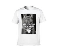 T-Shirt Personalizzata per Uomo/Donna T-Shirt Personalizzate in Cotone Design You Own T-Shirt Aggiungi Testo Immagine Logo, Bianco, M