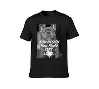 T-Shirt Personalizzata per Uomo/Donna T-Shirt Personalizzate in Cotone Design You Own T-Shirt Aggiungi Testo Immagine Logo, Nero, M