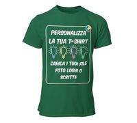 T-Shirt Personalizzata Uomo Maglietta Personalizzabile Personalizza la Tua t-Shirt con Foto, Logo, Scritte e/o Testo Manica Corta Verde Foresta Taglia S