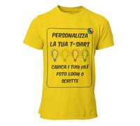 T-Shirt Personalizzata Uomo Maglietta Personalizzabile Personalizza la Tua t-Shirt con Foto, Logo Scritte e/o Testo Manica Corta Gialla Taglia L