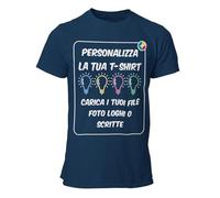 T-Shirt Personalizzata Uomo Maglietta Personalizzabile Personalizza la Tua t-Shirt con Foto, Logo Scritte e/o Testo Manica Corta Blu Navy Taglia L