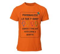 T-Shirt Personalizzata Uomo Maglietta Personalizzabile Personalizza la Tua t-Shirt con Foto, Logo Scritte e/o Testo Manica Corta Arancione Taglia L