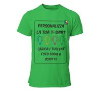 T-Shirt Personalizzata Uomo Maglietta Personalizzabile Personalizza la Tua t-Shirt con Foto, Logo Scritte e/o Testo Manica Corta Verde Taglia L