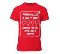 T-Shirt Personalizzata Uomo Maglietta Personalizzabile Personalizza la Tua t-Shirt con Foto, Logo Scritte e/o Testo Manica Corta Rossa Taglia L