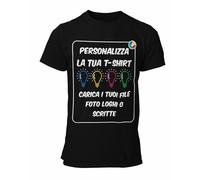 T-Shirt Personalizzata Uomo Maglietta Personalizzabile Personalizza la Tua t-Shirt con Foto, Logo Scritte e/o Testo Manica Corta Nera Taglia 5XL