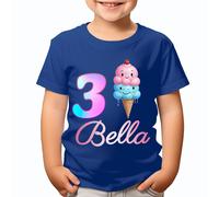 T-shirt personalizzate Your Name Age Ice Cream Girls compleanno bambini #TA-23