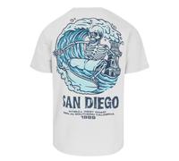 T-Shirt Pitbull Da Uomo Skull Surf Regular Fit In Bianco E Blu 100% BW