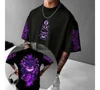 T-shirt Pokémon Gengar Unisex Regular Cotone Stampa Fronte Retro Streetwear 2025