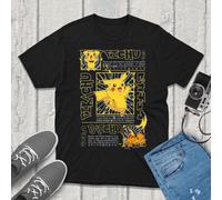 T-shirt Pokémon Pikachu Pichu Raichu | Maglietta anime nera cotone anni 90