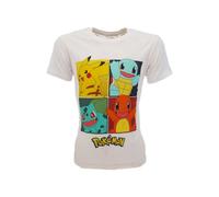 T-Shirt Pokémon Pokemon originale ufficiale bianca 4 personaggi Pikachu