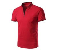 T-Shirt Polo Uomo Camicia Polo a Maniche Corte da Uomo Colletto alla Moda Casual (S,1Rosso)
