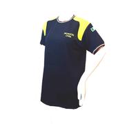 T-SHIRT PROTEZIONE CIVILE BLUE NAVY GIALLO COTONE BORDO TRICOLORE RICAMATO