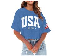 T-Shirt Pullover a Maniche Corte Girocollo Stampata Moda Casual da Donna